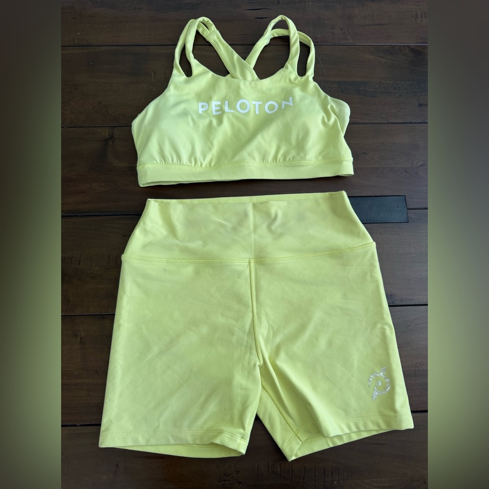 Peloton Women’s Lemon Yellow Shorts and Sports Bra Set